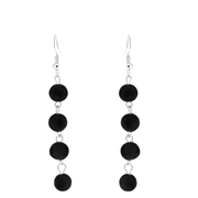 Zilverkleurige byoux oorbellen zwarte hangers (1052877)