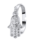 Zilverkleurige byoux ring met Hamsa handje (1057225)