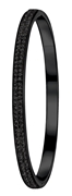 Gerecycled stalen armband bangle blackplated jet kristal (1053522)