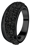 Gerecycleerd stalen ring blackplated jet kristal (1053525)