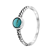 Zilveren ring turquoise rond bewerkt Bali (1053993)