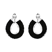 Zilverkleurige byoux statement oorbellen zwart (1054351)