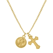 Goldfarbene Byoux-Kette mit Kreuz und Münze (1054512)