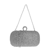 Zilverkleurige clutch met steentjes en hengsel (1057466)