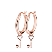 Edelstahl-Ohrringe, rosa mit Anhänger, Schlüssel (1057525)
