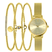 Gerecycleerd stalen set goldplated endless armbanden&horloge (1057560)