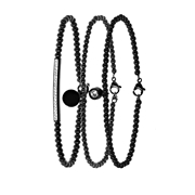 Schwarz beschichtetes Armband-Set Endless, Edelstahl, Kristall (1057569)