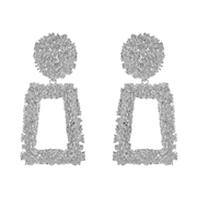 Zilverkleurig byoux statment oorbellen rechthoek (1054593)