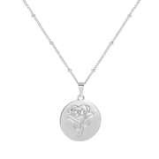 Silberfarbene Byoux-Halskette mit Münze, Rose (1054615)
