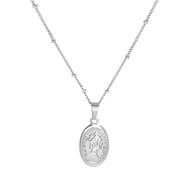 Silberfarbene Byoux-Kette mit ovaler Münze (1054621)