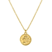 Goldfarbene Byoux-Halskette mit Münze (1054624)