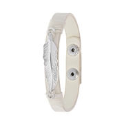 Witte byoux armband met bedel veer (1054710)