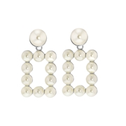 Zilverkleurige bijoux oorbellen met parels (1057787)