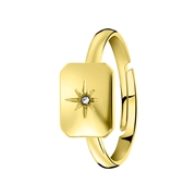 Goldfarbener Bijoux-Ring mit rechteckigem Siegel (1058091)