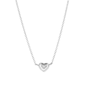 Zilveren ketting&hanger dubbel hart zirkonia (1055676)