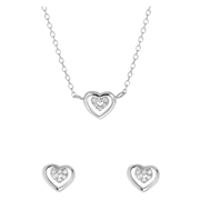 Zilveren kinderset dubbel hart met zirkonia (1055683)