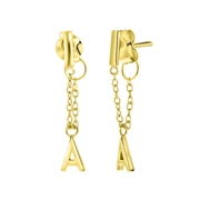 Zilveren oorbellen gold bar met alfabet (1055690)