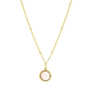 Zilveren ketting&hanger gold Gemstone rose quartz (1058645)