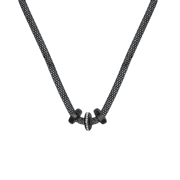 Schwarzvergoldete Halskette aus Edelstahl/Mesh mit Kristall (1058704)