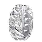 Ring aus Edelstahl mit Gourmetglied und Kristallbesatz (1058721)