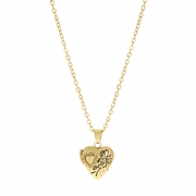 Goudkleurige byoux ketting met hart medaillon (1055922)