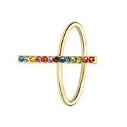 Goudkleurige byoux ring met gekleurde steentjes (1055975)