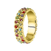 Goldfarbener Byoux Ring mit bunten Steinchen (1055977)