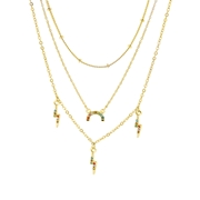 Goldfarbene Byoux Halskette, mehrreihig, bunt (1055979)