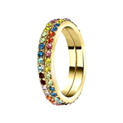 Goudkleurige byoux ringen gekleurde steentjes (1055983)