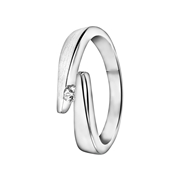 Zilveren ring mat/glans met zirkonia (1056040)
