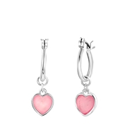 Silberfarbene Byoux-Ohrringe mit rosafarbenen Herzchen (1058815)