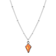 Silberfarbene Byoux-Kette mit orangefarbenem Stein (1058825)