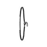 Armband aus Edelstahl, schwarz, Kugelkette/Steg, weißer Kristall (1056307)