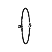 Armband aus Edelstahl, schwarz, Kugelkette/rund, weißer Kristall (1056319)