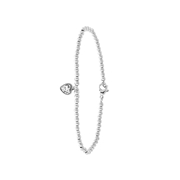 Armband aus Edelstahl, Kugelkette/Herz, weißer Kristall (1056321)