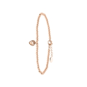 Armband aus Edelstahl, rosévergoldet, Kugelkette/Herz, pfirsichfarbener Kristall (1056326)