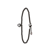 Armband aus Edelstahl, schwarz, Kugelkette/Herz, weißer Kristall (1056327)