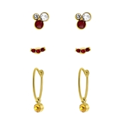 Goudkleurige bijoux oorbellen met kleur steentjes (1056360)