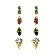 Zilverkleurig bijoux oorbellen met kleur steentjes (1056369)