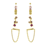 Goudkleurige bijoux oorbellen met kleur steentjes (1056375)