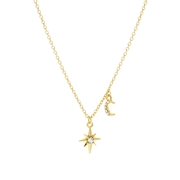 Goldfarbene Byoux Halskette mit Stern und Mond (1056387)