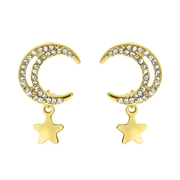 Goudkleurige bijoux oorbellen maan en ster (1056393)