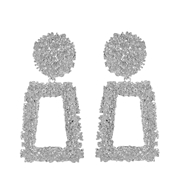 Zilverkleurig byoux statment oorbellen rechthoek (1056439)