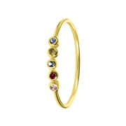 14 karaat geelgouden ring 5 multicolor zirkonia's (1056488)