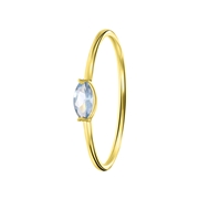 14 karaat geelgouden ring markies licht blauw (1056496)