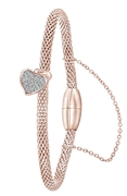 Stalen armband mesh roseplated hart met kristal (1058980)