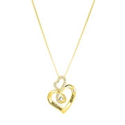 Zilveren ketting gold hart gravering geboortesteen (1059051)