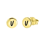 Zilveren oorbellen goldplated disc alfabet (1056533)