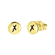 Silberohrringe, runder Anhänger, vergoldet, Alphabet (1056533)