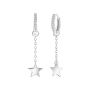 Zilveren oorbellen graveer ster met zirkonia (1059580)